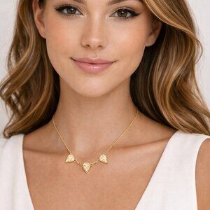 MARCIA MORAN Artisan Modernist CZ Gold Druzy Pendant Necklace